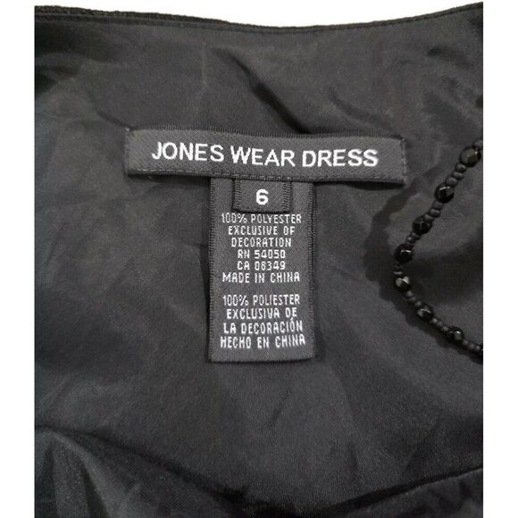 VTG Jones Wear Slip Dress Womens Size 6 Black Chiffon Overlay Sheer Sleeveless - Picture 7 of 10